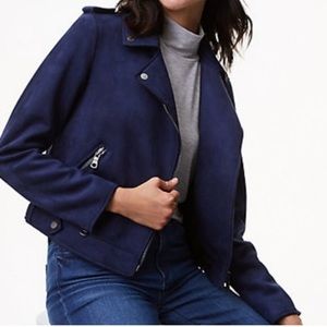 Navy suede biker style jacket